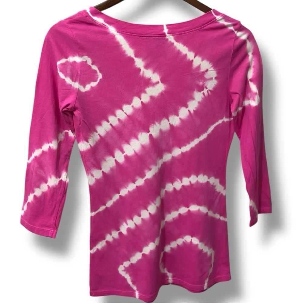 INC | NWOT Pink & White Tie-Dye V-Neck Top (Size S) - Picture 5 of 11